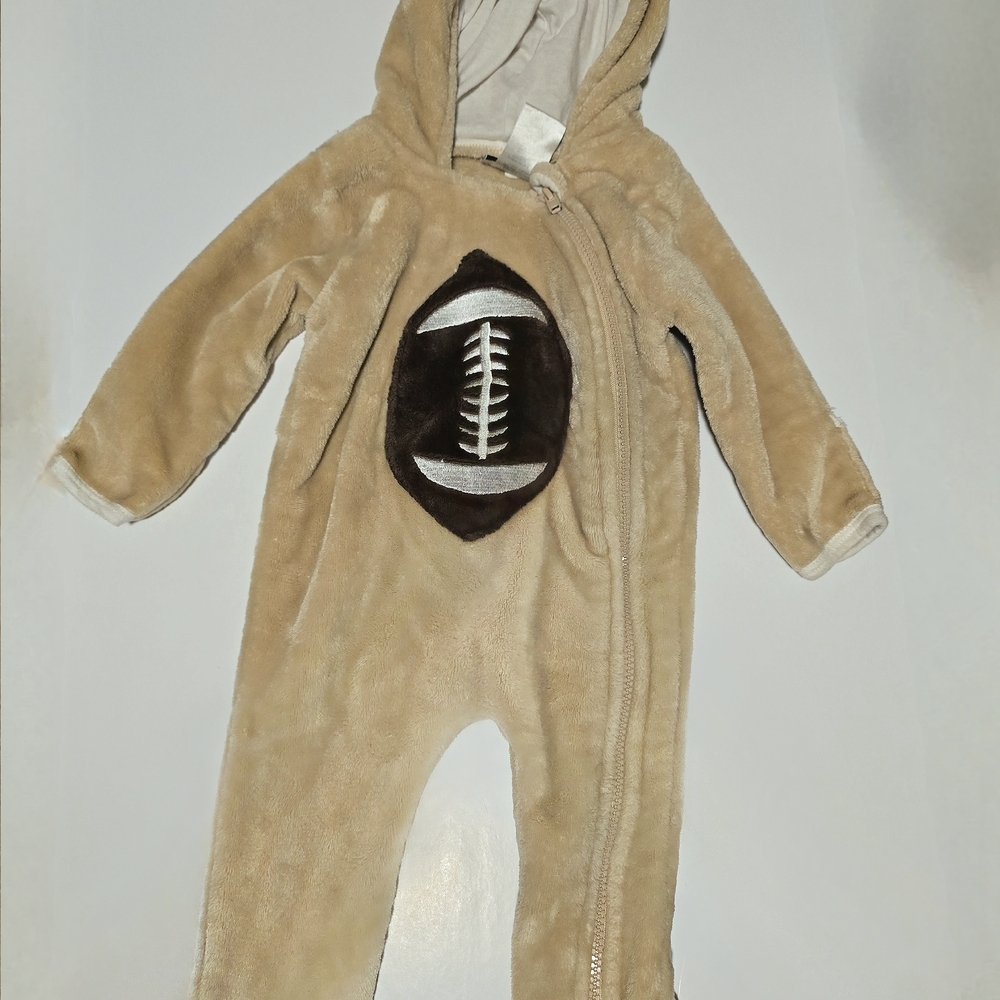 Cozy Tan Football Baby Fleece Onsie